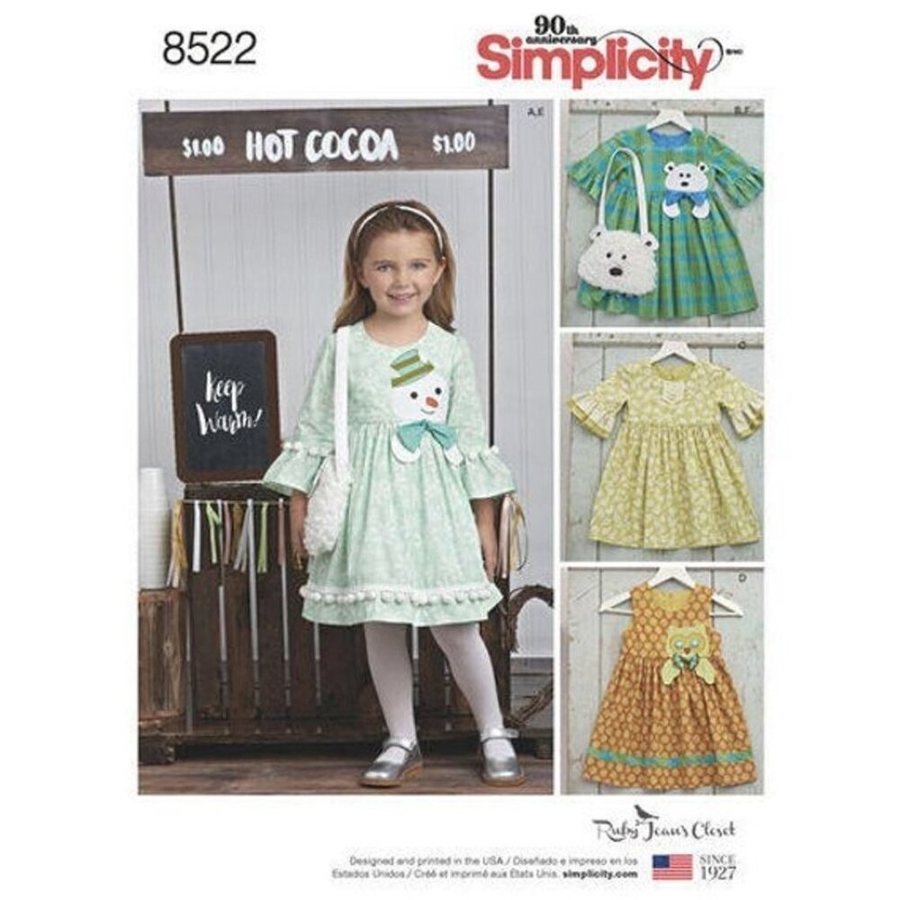 Simplicity Sewing Pattern 8522 Dress Purse‎ Girls Child Size 3-8